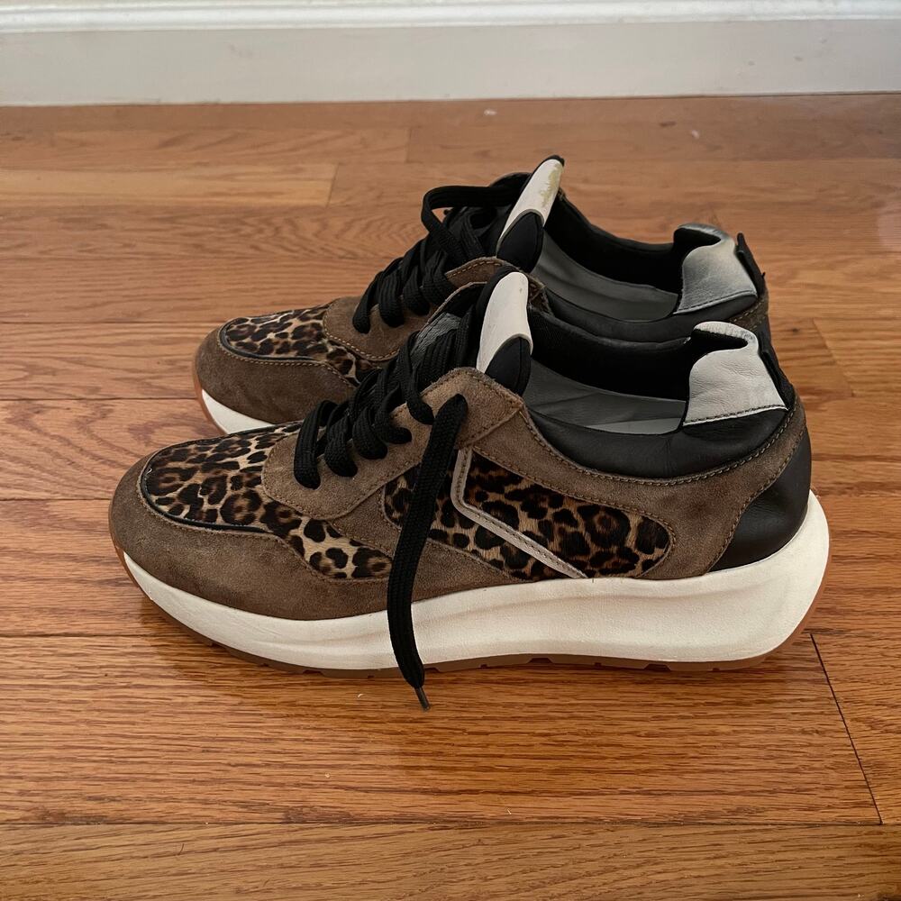 Voile Blanche Maran Suede Platform Sneakers EU 41 US 11 Womens Leopard Haircalf